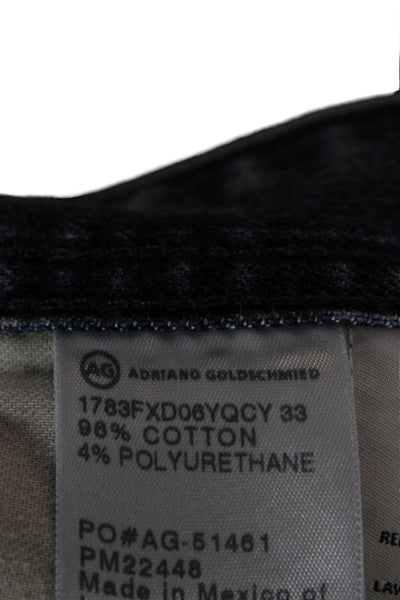 AG Adriano Goldschmied Mens Cropped Straight Jeans Dark Blue Button Size 34