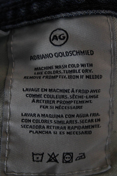 AG Adriano Goldschmied Mens Cropped Straight Jeans Dark Blue Button Size 34