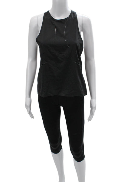 Lululemon Womens Laser Cut Sleeveless Active Tank Top Leggings Set Black Size 4