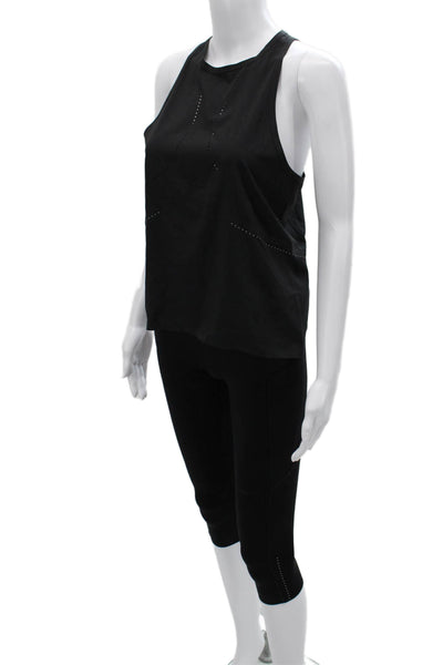 Lululemon Womens Laser Cut Sleeveless Active Tank Top Leggings Set Black Size 4