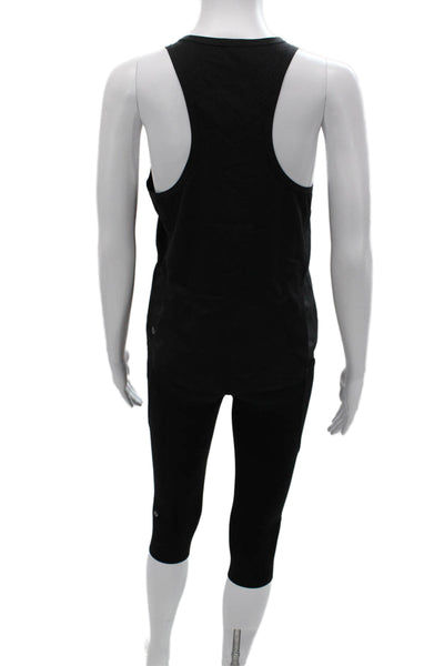 Lululemon Womens Laser Cut Sleeveless Active Tank Top Leggings Set Black Size 4
