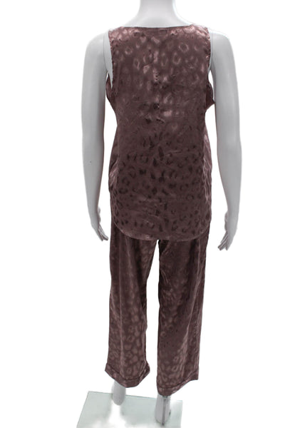 Natori Womens Leopard Print Scoop Neck Sleeveless Pajama Set Pink Size S