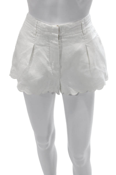 Love Shack Fancy Womens White Linen Button Front Shorts Size 0