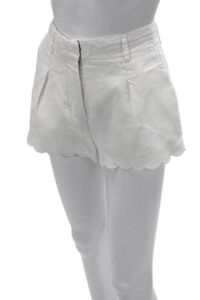 Love Shack Fancy Womens White Linen Button Front Shorts Size 0