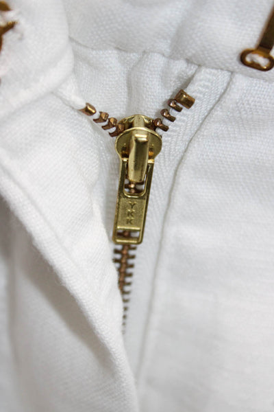 Love Shack Fancy Womens White Linen Button Front Shorts Size 0