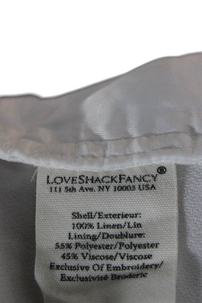 Love Shack Fancy Womens White Linen Button Front Shorts Size 0