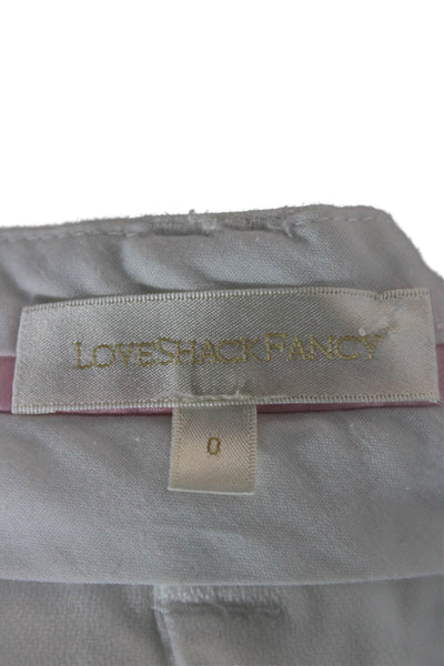 Love Shack Fancy Womens White Linen Button Front Shorts Size 0