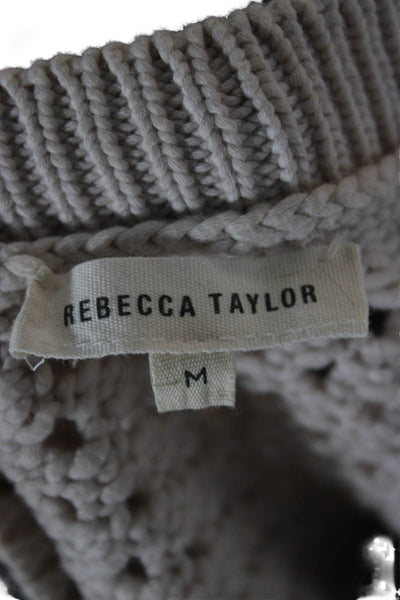 Rebecca Taylor Women Classic Pullover Sweater Beige Crew Neck Size M