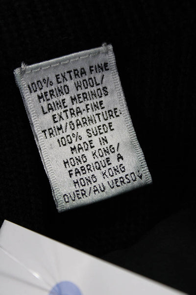 Dana Buchman Womens Pullover Sweater Black Collared Long Sleeve Size L