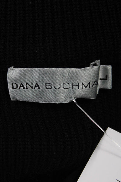 Dana Buchman Womens Pullover Sweater Black Collared Long Sleeve Size L