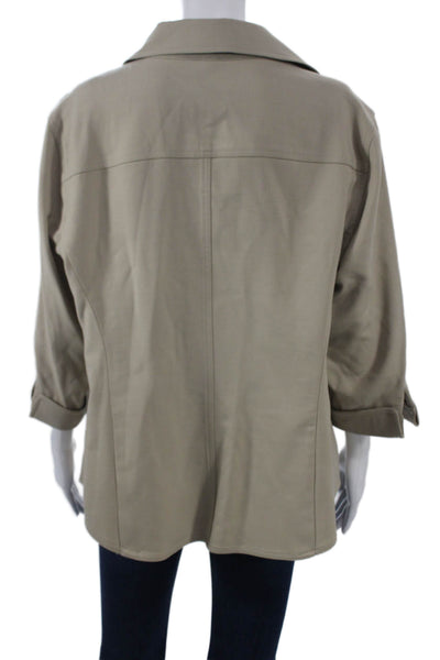 Linda Allard Ellen Tracy Womens Beige Wool Collared Button 3/4 Sleeve Size 16