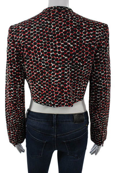 Balmain Women Black Geometric Blazer Cotton Blend Long Sleeve Size S