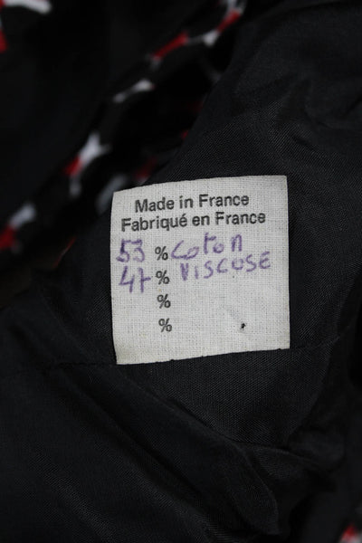 Balmain Women Black Geometric Blazer Cotton Blend Long Sleeve Size S