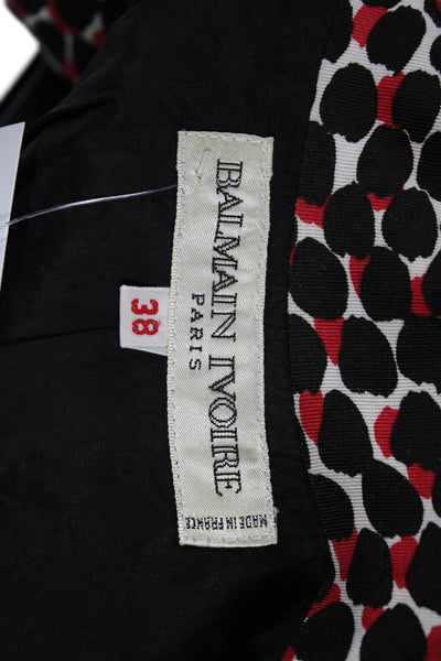 Balmain Women Black Geometric Blazer Cotton Blend Long Sleeve Size S