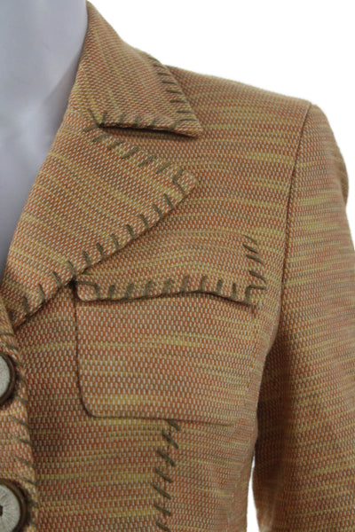 Worth Women Blazer Tan Collared Button 3/4 Sleeve Petites Size 2