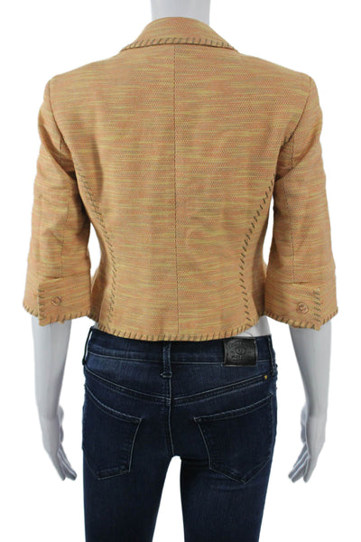 Worth Women Blazer Tan Collared Button 3/4 Sleeve Petites Size 2