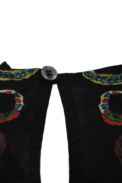 Desigual Women Bohemian Paisley Black Round Neck Long Sleeve Blouse Size S