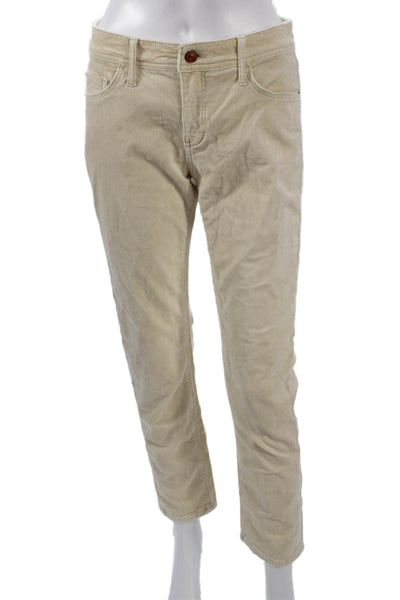 Pilcro Anthropologie Women Cropped Ankle Pants Beige Button Cotton Size 26