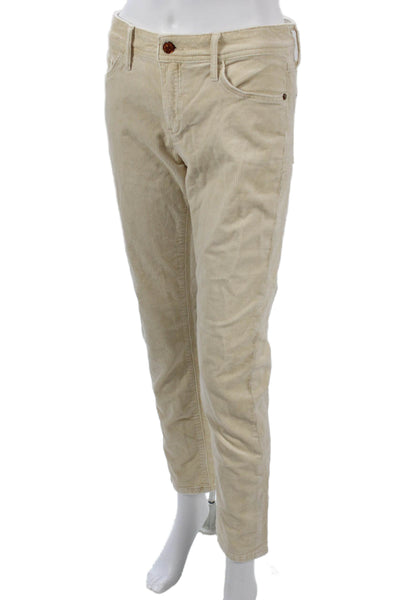 Pilcro Anthropologie Women Cropped Ankle Pants Beige Button Cotton Size 26