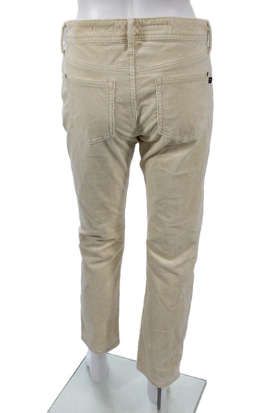 Pilcro Anthropologie Women Cropped Ankle Pants Beige Button Cotton Size 26