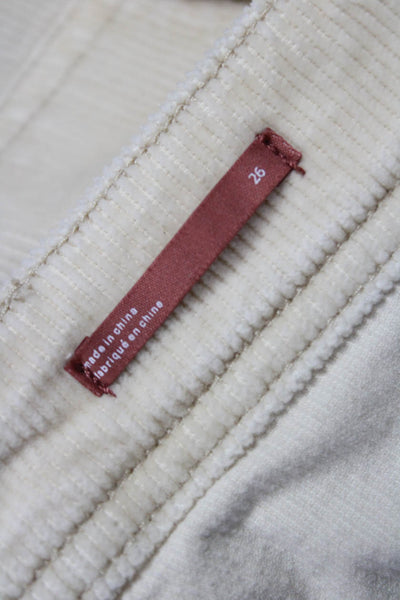 Pilcro Anthropologie Women Cropped Ankle Pants Beige Button Cotton Size 26
