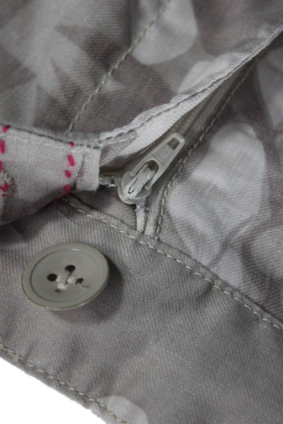 Anthropologie Womens Cropped Ankle Floral Linen Blend Pants Beige Size 27