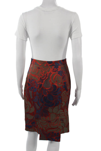 Piazza Sempione Womens Straight Pencil Floral Skirt Red Size 40