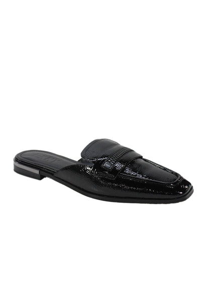 DKNY Women's Square Toe Flat Slip-On Mules Sandals Black Size 7
