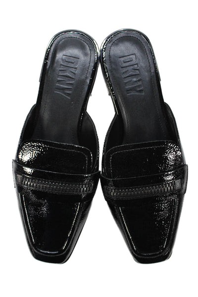 DKNY Women's Square Toe Flat Slip-On Mules Sandals Black Size 7