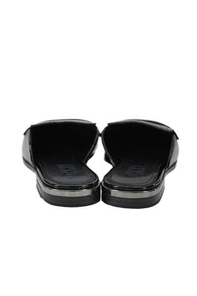 DKNY Women's Square Toe Flat Slip-On Mules Sandals Black Size 7