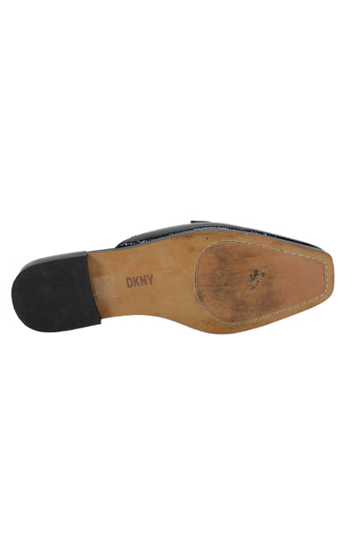 DKNY Women's Square Toe Flat Slip-On Mules Sandals Black Size 7