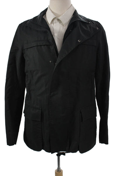 Helmut Lang Mens Military Jacket Black Cotton Button Long Sleeve Size L