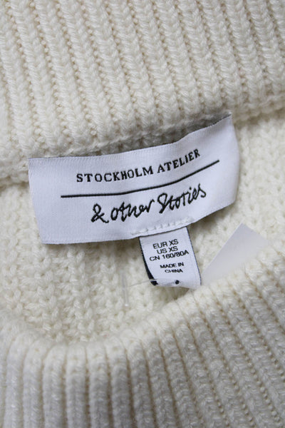 & Other Stories Womens Pullover Mock Neck Beige Sweater Long Sleeve Size XS