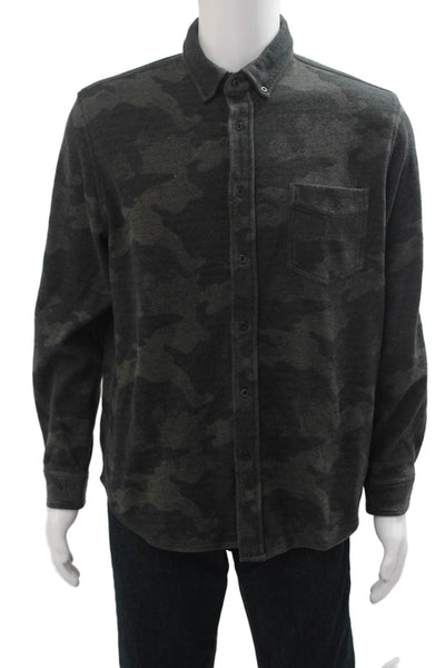Rails Mens Camouflage Print Collared Casual Button-Down Shirt Green Size L