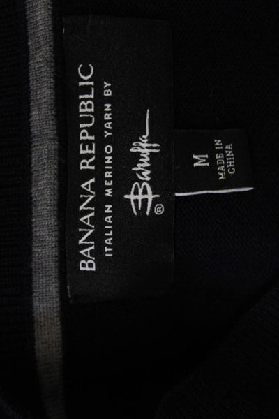 Banana Republic Mens Pullover Sweater Black Merino Crew Neck Size M