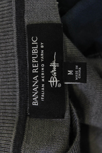 Banana Republic Mens Pullover Sweater Gray Merino Wool Crew Neck Size M