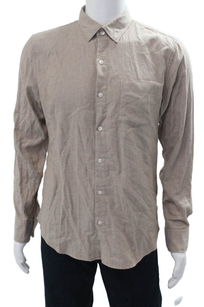 Bonobos Mens Slim Fit Button Down Shirt Beige Cotton Size Medium