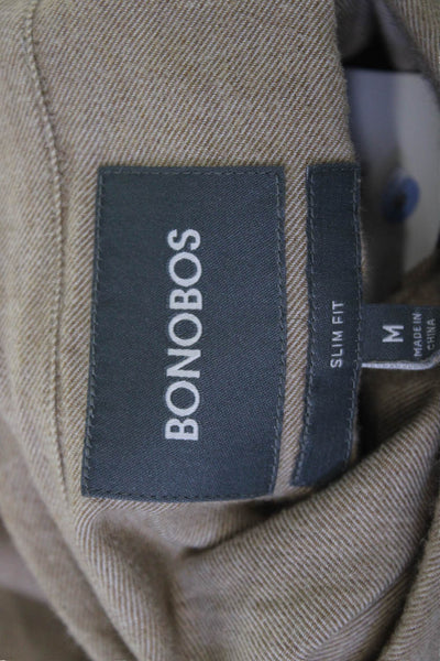 Bonobos Mens Slim Fit Button Down Shirt Beige Cotton Size Medium