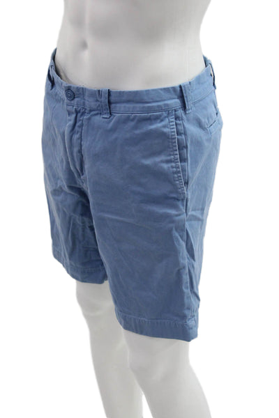 J Crew Mens Chino Shorts Blue Cotton Solid Button Size 33
