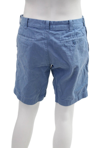 J Crew Mens Chino Shorts Blue Cotton Solid Button Size 33