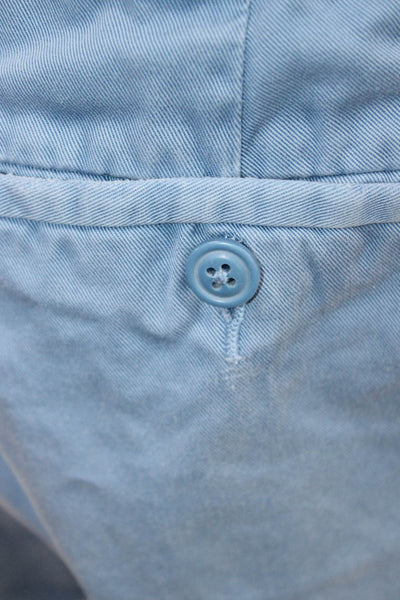 J Crew Mens Chino Shorts Blue Cotton Solid Button Size 33