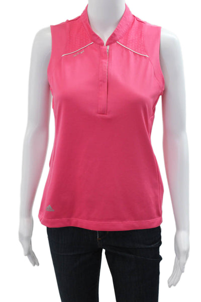 Adidas Women Sleeveless Pink Mock Neck Polo Polyester Top Size S
