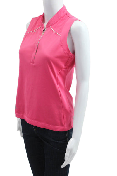Adidas Women Sleeveless Pink Mock Neck Polo Polyester Top Size S