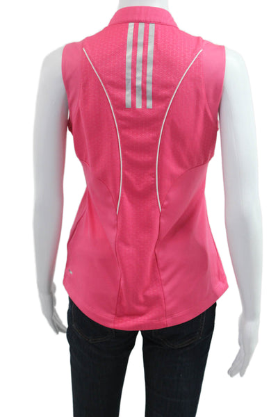 Adidas Women Sleeveless Pink Mock Neck Polo Polyester Top Size S