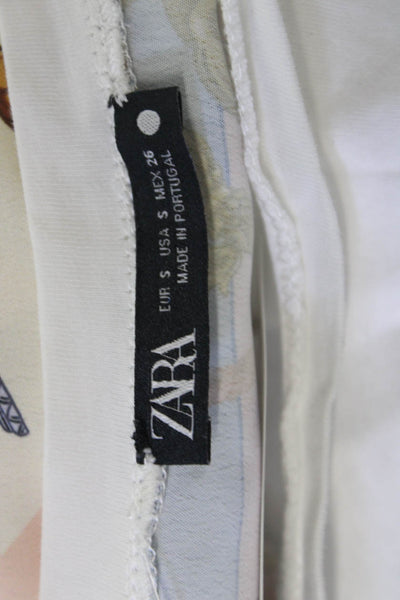 Zara Women Basic Crew Neck Short Sleeve T-Shirt White Polyester Blend Size S
