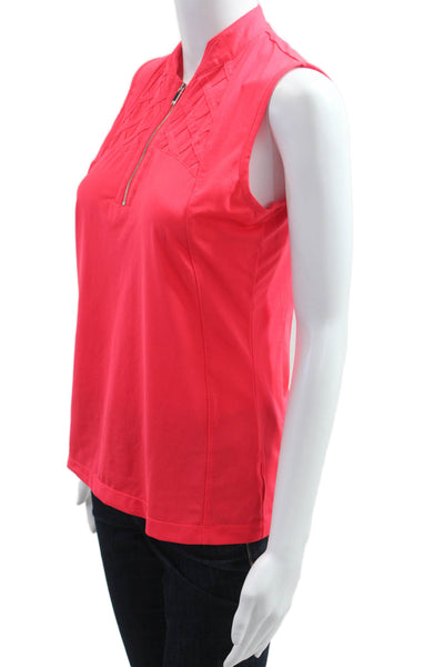 Tail Womens Red Mock Neck Sleeveless Polo Zip Polyester Spandex Top Size S