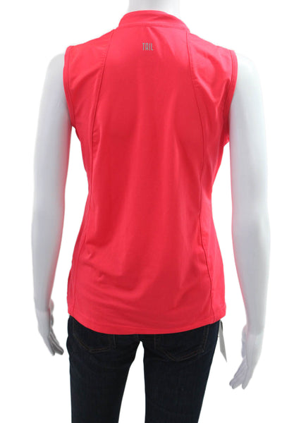 Tail Womens Red Mock Neck Sleeveless Polo Zip Polyester Spandex Top Size S