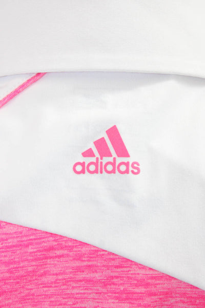 Adidas Women White Sleeveless Polo Collared Button Front Size S