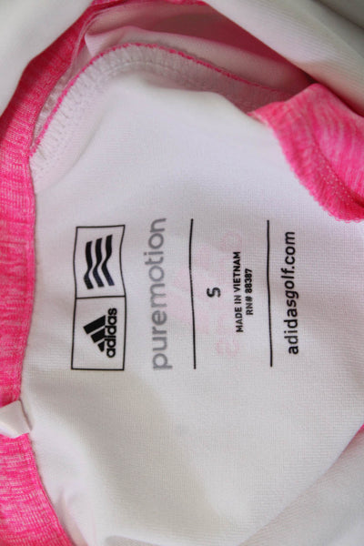 Adidas Women White Sleeveless Polo Collared Button Front Size S