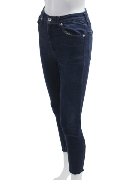 Rag & Bone Women Ankle Skinny Jeans Dark Blue High Rise Button Size 24